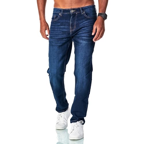 JEEL JEEL Herren Sweat-Jeans - Regular-Fit Straight-Cut - Stretch Washed Denim-Look - Jeans-Hose 01-Navy 33W / 30L - Detailansicht 2 | Hosen