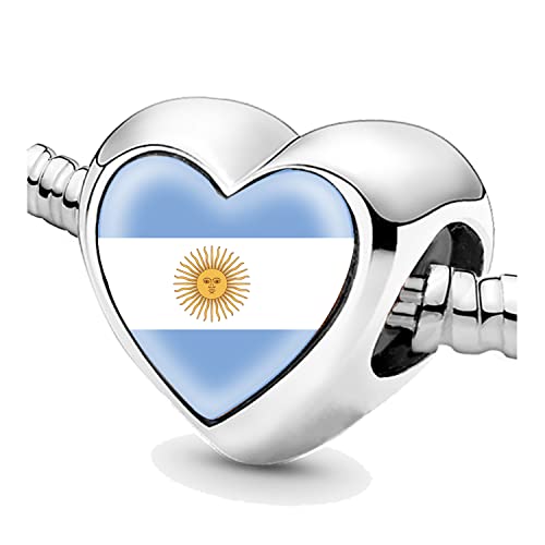 Bon4azuré Pérolas para pulseiras Argentina bandeira prata encantos para mulheres encanto pérola jóias presentes ideias presente para meninas, não