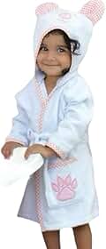 Roupão Infantil 100% Algodão para Bebês Crianças Meninas Meninos com Capuz Toalha Aveludada e Felpuda Ideal para Saída de Banho Praia Piscina Natação Presente.