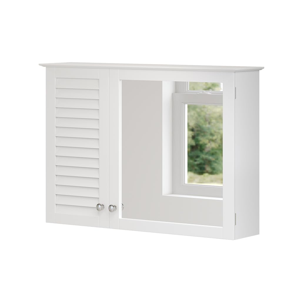 Vicco Armoire de Toilette Riad, Blanc, 68x48cm avec 2 Portes, pour Montage Mural pour Le Rangement des Accessoires de Salle de Bain