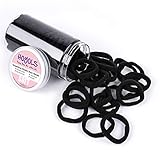 Seamless Hair Ties, Cotton Cloth Fabric Black Hair Bands, Soft Large Ponytail Holder for women Hair...