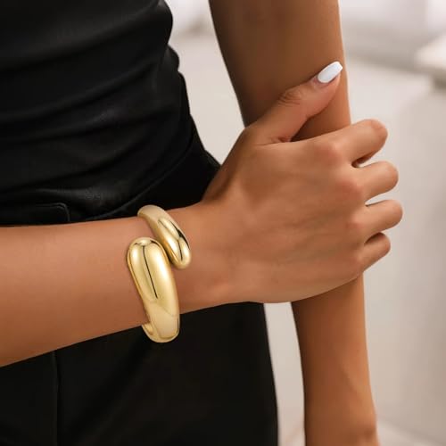 Brazaletes en oro para mujeres pulseras abiertas trenzadas ideales para eventos y diario 3