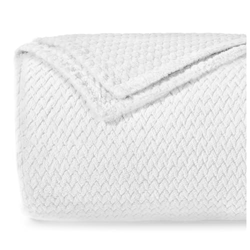 Dreamzie Manta Sofa Con Patrón De Chevrón Y Tacto Suave 220 X 270 Cm - Blanco - Mantas Para Sofa De Microfibra 100 Poliéster 260gsm, Manta Calentita