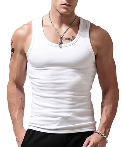 Men's Stringer Tank Tops Cotton Vest Sleeveless Gym Workout Bodybuilding Fitness Muscle T Shirts