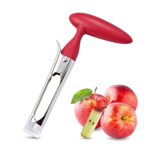 ARWIG Descorazonador de Manzanas - Herramienta de Acero Inoxidable con Tapa, Pelador Multi-Frutas, Apto para Lavavajillas (Rojo)