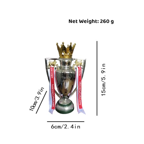 LNGODEHO Silver European England Soccer League Champion Trophy with Keychain for Fan Collectibles Souvenir Home Decor Ornament (16cm/6.3inch)