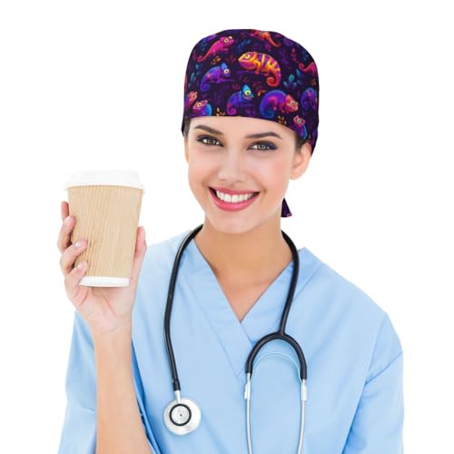 Image of Adjustable Scrub Cap with Sweatband, Breathable Working Hat for Men /Women