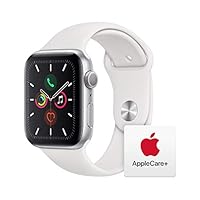 Apple Watch Series 5 (GPS, 44mm) - Silver Aluminum Case with White Sport Band with AppleCare+ Bundle