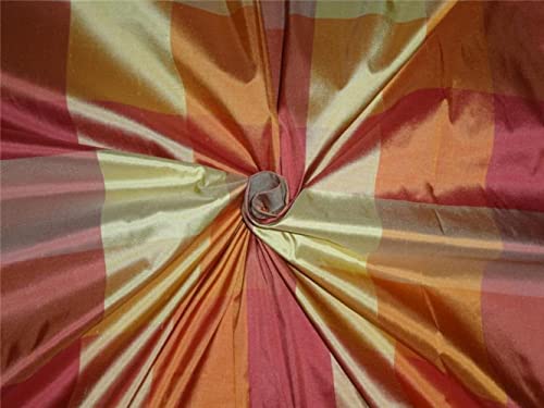 Plaid en soie Dupioni multicolore tissu au mètre 8,9 x 8,9 cm pour couture