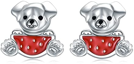 VONALA Animal Earrings 925 Sterling Silver Puppy Dog/Butterfly with Flower/Bunny/Elephant Flower Mushroom Drop Earrings for Women Girls