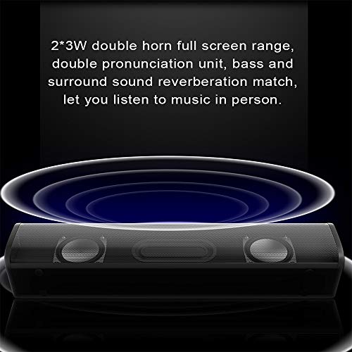 Tocador de Áudio, Romacci 2 * 3W USB Powered Soundbar Audio Player 3,5 mm com fio PC alto-falantes s