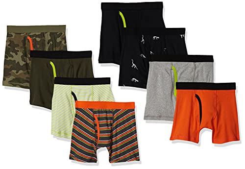 Amazon Essentials Kids Boys Cotton Boxer Briefs Underwear, 8-Pack Camo, X-Large