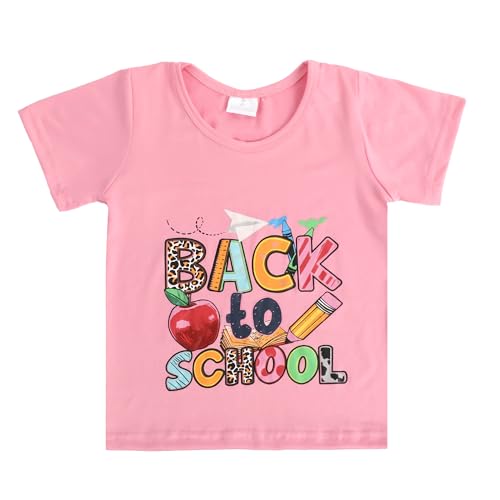 Image of Toddler Girls Back to School Pencil Outfits Set Ruffle T-Shirt Dress and Pants Outfit Set 3-8Years
