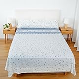 H HANSEL HOME Juego de Sábanas Termicas 3 Piezas Pirineo para Cama de 150x190cm, Incluye Sabana Bajera + Encimera + Funda de Almohada - Invierno Azul