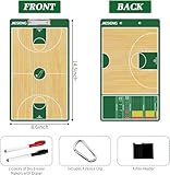 JIESENG Basketball Coaching Board, Premium Tactical Basketball Coach Clipboard, Double-Sided with Basketball Dry Erase Board for Coaches, Basketball Coach Board with Marker Pens for Coach