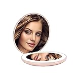 Impressions Touch Mini Pearl Compact Mirror with LED Light, Round Bifold Mirror with 2X Magnetic...