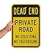 SmartSign 18 x 12 inch “Dead End - Private Road, No Soliciting, No Trespassing” Metal Sign, 63 mil Laminated Rustproof Aluminum, Black and Yellow
