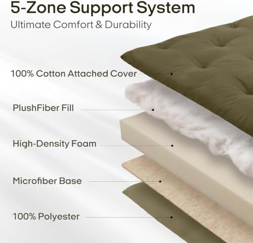 Image of ZonLi Japanese Floor Futon Mattress Queen Size 80 inchx 60 inch, 100% Cotton Cover 4 inch Thicken Tatami Mattress, Foldable Sleeping Pad, Portable Dormitory Tatami Mat, Roll Up Floor Lounger Bed for Adult