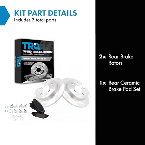 Image of TRQ Rear Brake Pad and Rotor Set Ceramic Solid Rotors | For 2015-2023 Lexus NX200t NX300 NX300h UX200 UX250h ES250 ES300h ES350