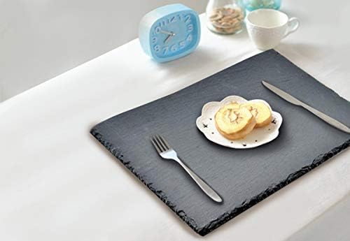 Homiu Slate Placemats Black Tableware 4 Pack Size 30 x 20cm Serving Plate Serving Platter Rectangular Table Mat Stone (Placemats)