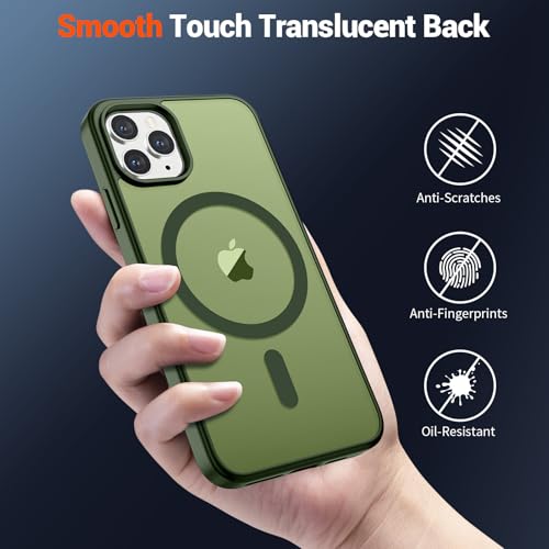 Image of SUPFINE Magnetic for iPhone 11 Pro Max Case Cangling Green | (Compatible with MagSafe)(Military Grade Drop Protection)Shockproof Translucent Matte Phone Cover