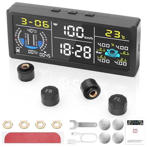 Avutrel �^�C����C�����j�^�[ TPMS �^�C����C���Z���T�[ �� ���� ���x���� �X�Όv 6��A���[�� ���A���^�C���Ď� ���z��/USB�[�d �W���v�E���ԁE���x�\�� �t���f�B�X�v���C IP67�h���d�l �ȒP��t ���{������� �O���Z���T�[4�� �l