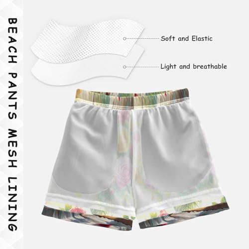 Roses Window Flowers Boys Swim Trunks Quick Dry Toddler Swimsuit Boy Bathing Suits Swimwear Board Shorts 4T4