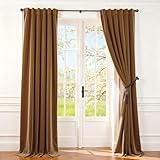 Lazzzy Velvet Blackout Extra Long Curtains Thermal Insulated Room Window Drapes Super Soft Luxury Curtains for Living Room Bedroom Rod Pocket 2 Panels, Gold Brown, 52' W x 108' L