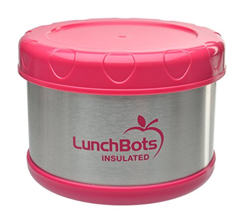 LunchBots Thermal 16 oz. All Stainless Steel Interior - Insulated Food Container Stays Warm for up to 5 Hours or Cold for 10 Hours - Leak Proof Soup Jar for Portable Convenience - Pink