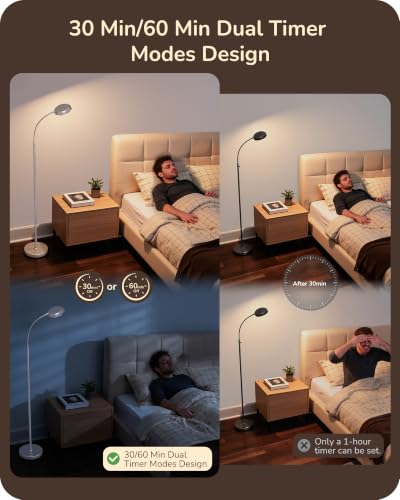Image of EDISHINE 18W LED Floor Lamp for Living Room, Diamond-Surface, Silver