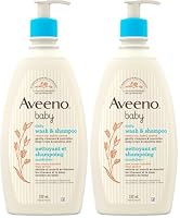 Aveeno Baby Daily Moisture Lightly Scented Sensitive Wash & Shampoo 532mL|Gentle for Newborns and Babies with Sensitive Skin| Use as Baby Shampoo and Baby Bath Wash (Pack of 2)
