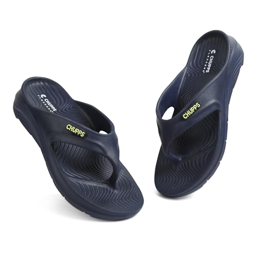 Image of CHUPPS Raw Navy Drift Orthopedic Slippers | Soft Footpharma Footbed | Breathable Ventilation Holes | Lightweight Flip Flops | Anti-Skid Chappals for Everyday For Mens