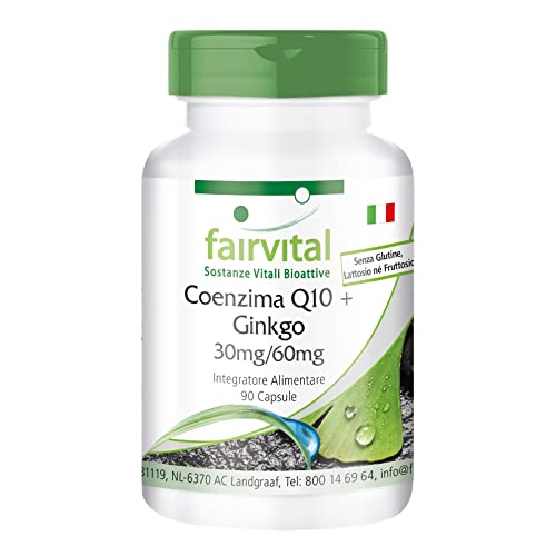 Fairvital | Coenzima Q10 più Ginkgo - 1 mese - VEGAN - alto dosaggio - 90 capsule