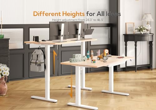 Image of Claiks Standing Desk with Drawer 40 Inch Electric Height Adjustable Natural