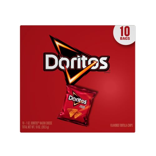Image of Doritos Tortilla Chips, Nacho Cheese, 1oz Bags (10 Pack)