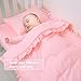 JISEN 3 Piece Crib Bedding Set Soft Baby Ruffle Crib Comforter Set with Quilt, Sheet, Pillowcase - Nursery Bedding for Boys or Girls Pink