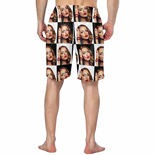 Custom Mens Swim Trunk Seamless Wife's Face Quick Dry Beach Shorts2