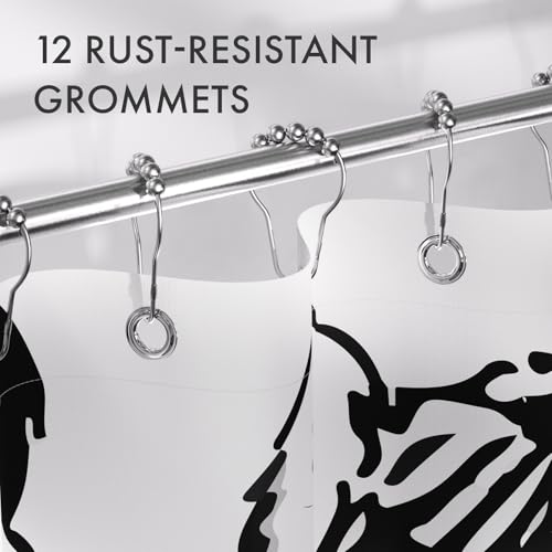 AmazerBath Shower Curtain, Washable Cloth Cute Dogs Kids White and Black Shower Curtain Set with 12 Shower Curtain Hooks, Kawaii Pet Puppy Waterproof Shower Curtains for Bathroom Decor, 72x72 Inches