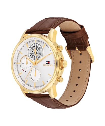 Tommy Hilfiger Mens Dress Watch - Multifunction Leather Wristwatch - Water Resistant up to 5 ATM/50 Meters - Premium Fashion Timepiece for All Occasions - 44mm - Image 3