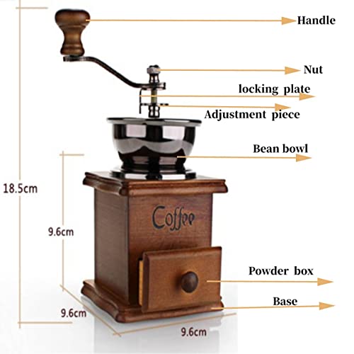 Vintage Manuelle Kaffeemühle,Keramischer konischer Grat Tragbar Kaffeemühle,mit Handkurbel und Catch Schublade… – Bild 4
