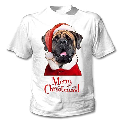 teesquare1st män god jul engelsk mastiff jultomte 2 vit t-shirt