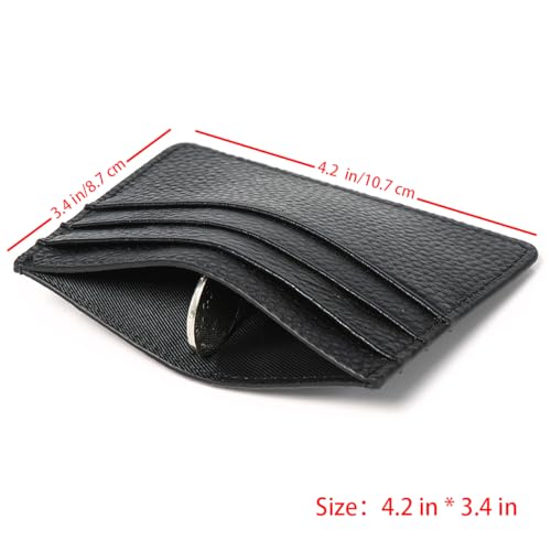 Personalized Slim Card Holder, Customized Minimalist Thin PU Leather Front Pocket Wallet for Women, Add Your Name Initials Monogram Letters, Small Thin Wallet, Gift Idea for Christmas Birthday, Black3