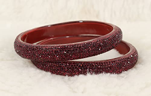 Image of NMII Glass with Zircon Gemstone and Glitter Kada Set For Women and Girls