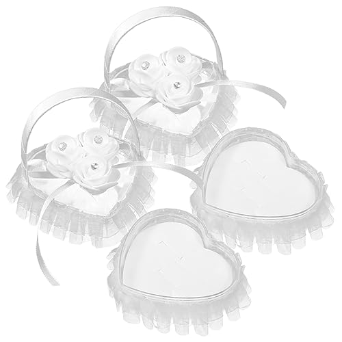 OFFSCH 2pcs Heart Shaped Wedding Holder Decorative Proposal Box for Ceremony Elegant Floral Design for Weddings Beach Outdoor Events and Home Decor