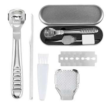 Tagliacalli, Togli Calli, Professionali Lima per piedi in Acciaio Inossidabile Pelle Dura Rimozione Lime per piedi con 10 lame di ricambio Pedicure Cura dei Piedi Strumenti per Calli Argento