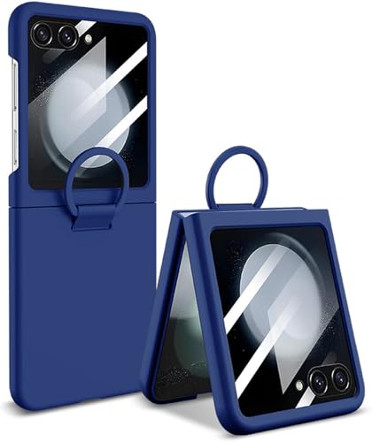 Image of Kapa Ultra Thin PC + D Ring Back Case for Samsung Galaxy Flip7 / Z Flip 7 |with [Inbuilt Glass] Shockproof Slim Hard Protective Cover (Blue)