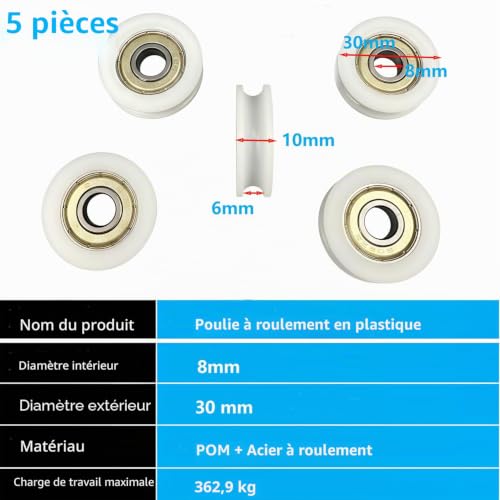 Chiloskit 5 x 8 x 30 x 10 mm - Roulement à rouleaux en nylon - Double blindage - Roulement à l'intérieur - 608zz – vue 3