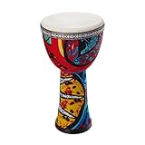 Diametro 20 cm, altezza 39 cm Bongo africano da 20,3 cm con pelle di capra, corpo in PVC, strumento a percussione manuale per principianti, include tracolla regolabile