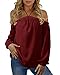 YOINS Chemisier Femme Blouse Épaule Dénudée Chemise à Bretelles Épaule Nue Haut Sexy Manches Longues D-Bordeaux XXL