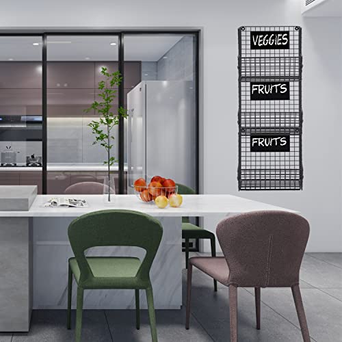 Wall Mounted Wire Basket Hanging Fruit Basket, 3 Tier Kitchen Storage Bins Fruit Vegetable And Pantry Organizier Stand, Produce Rack, Black, #TOP5